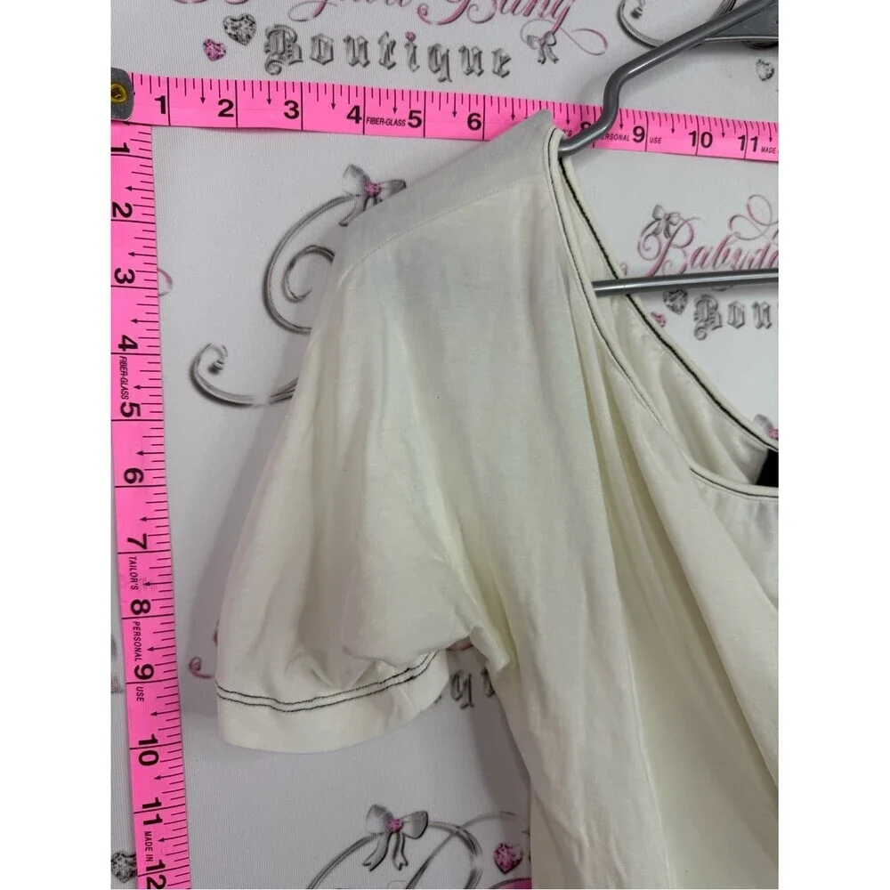 Nike RARE top 2000s one shoulder tie Cream Short Sleeve Tie-Shoulder Tee